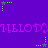 Purple background with repeating pink text 'NELOD' and green star-shaped pixel clusters in motion.