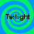 Four identical display the word "Twilight" over a blue and green spiral background with no visible animation changes
