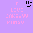 Pixelated text on a purple background with a black heart symbol between two identical phrases.