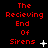 Red pixelated text reads "The Recieving End Of Sirens" on black background with animated white symbols changing across frames.