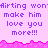 Pixelated text repeats 'Airting won't make him love you more!!!' across a pink background with jagged borders.