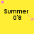 Yellow background with repeated 'Summer 0'8' text and pink/orange star animations across three
