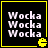 Four identical display 'Wocka Wocka' text with yellow Pac-Man icon, each has black background and yellow border