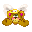 Pixelated angel icon with golden body, pink cheeks, white wings, and yellow halo in four distinct poses.