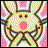 Animated pixel art of a smiling bunny with pink cheeks against a repeating patterned background, displaying sequential text changes.