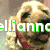 A four- shows a dog's face with text overlays: 'ellianne' in green, 'Loves' in blue, 'Dogs' in red, and a blank
