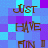 Pixelated text 'Just Have Fun II' repeated in a on blue and purple checkered background with brown lettering