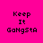 A 4-frame animated contact sheet showing variations of the text "Keep It GoNgsta" on a bright pink background with white rectangular overlays shifting across frames.