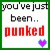 Pixelated text reads 'you've just been... punked' with a pink heart, transitioning to 'brotha' below the red word.