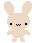 Four pixelated bunny icons arranged in a 2x2 contact sheet with subtle facial expression variations across frames on gray background.