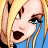 Pixelated cartoon-style buddy icon featuring a blonde woman's face on the left and green text on a dark background on the right, with visible pixelation and dithering effects.