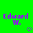Green background with purple text "Edward W." and two pixelated hearts below each name, one heart slightly larger than the other.
