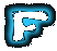 Two pixelated blue 'F' shapes with gradient outlines on a gray background, showing slight variations in internal fill and outline sharpness.