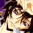Pixelated anime-style character with brown hair and purple eyes, next to pink text reading 'mah sexy luv' with a heart symbol on black background.