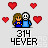 Pixel art of two figures with brown hair and blue clothing surrounded by red hearts, text '314 4EVER' below.