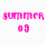 Pixelated pink text reading 'summer 09' on a white background, with visible dithering and blocky rendering.