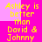 Yellow pixelated text on a pink background reads "Ashley is better than David & Johnny" in two identical vertical