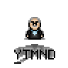 A 4x4 contact sheet of pixel art frames showing a cartoon character in various poses and speech bubbles with text like "YTMND" and "YOU'RE THE MAN NOW DOG!" on a gray background.