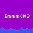 Purple background with blue wave-like border and yellow text 'Emm<#3' repeated across multiple sections.