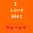 Orange background with white text "I Love Alex" and five pink heart icons below, where the third heart is lighter than the others.