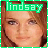 Pixelated image of a person with light brown hair and fair skin, framed by green border with 'lindsay' text above.
