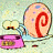 A 48x48 pixel animated buddy icon featuring Gary the Snail from Spongebob Squarepants on a light background, with a separate green text logo for OriginalIcons.com on the right side of the contact sheet.