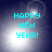Four- of pixelated 'HAPPY NEW YEAR!' text in cyan against dark blue backgrounds with bright light effects