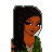 Pixel art buddy icon featuring a woman with long dark hair and brown skin on the left, next to yellow background with "African Beauty" text on the right.