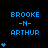 Blue pixelated text 'BROOKE -N- ARTHUR' on black background with blue star symbols in varying quantities and positions across frames.