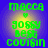 Green pixelated text on blue background with yellow glow, reading 'macca', a heart symbol, 'jossy best cousin' in four repeated