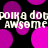 Pixelated image with repeating text and pink circles on black background, showing motion blur in text elements.