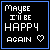 Animated sequence of pixelated text fragments forming 'Maybe I'll be happy again' with heart symbols, transitioning through partial phrases on black backgrounds.