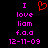 A static pixel art image with pink text and a red heart symbol on black background, displaying repeated phrases.