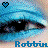Pixelated image of a person's eyes with blue eyeshadow, two heart icons above the left eye, and 'Robbin' text below.