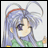 A 48x48 pixel buddy icon featuring a stylized anime character with light blue hair and purple eyes on the left, paired with "Anime IM" text in white pixelated font on black background on the right.
