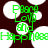 Green pixelated text and symbols on dark brown background with white circular shapes, animated to shift horizontally.