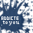 A contact sheet of 23 animated frames showing a repeating pattern with blue text "ADDICTED to you" on a white and dark blue starry background, arranged in a 5x5 grid with one empty gray cell.
