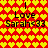 Red background with yellow heart pattern, black text 'Love' and 'Sarah<33' in two per section