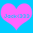 Two pink hearts on a blue background with cyan text reading "Jock(333)" inside each heart.