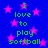 Blue background with pink stars and green text reading "I love to play softball" repeated twice.