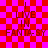 Red and pink checkered background with dark brown text reading "I LIVE IN FANTA-SY" in four repeated , each showing slight pixel distortion