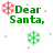 Pixelated holiday-themed icon with green text, red and green snowflakes, and a smiley face on white background.