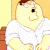 Animated sequence of a cartoon character in four poses: seated, hands clasped, leaning back, and resting arms on knees.