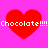 Four red heart shapes on a bright pink background with repeated white text "Chocolate!!!!!" across the image.