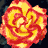 Animated contact sheet of a flower-themed buddy icon with yellow butterfly symbols changing across 12 frames on red and yellow floral background.