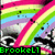 six identical rainbow-patterned icons with a skull background and 'BrookeL1' text in various colors