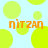 Light blue background with scattered yellow-green circles and orange text reading "nitzan" in four positions.