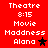 Red background with white pixelated text listing 'Theatre 8:15 Movie Maddness Alana' and a star symbol, displayed in two identical vertical