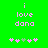 Green background with pink text 'i love dona' and five pink plus signs below, one of which is light green in the second frame.