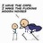 Two pixelated figures stand beneath a speech bubble containing unreadable text; one figure wears a blue cape and holds a flower, the other stands with arms at sides.